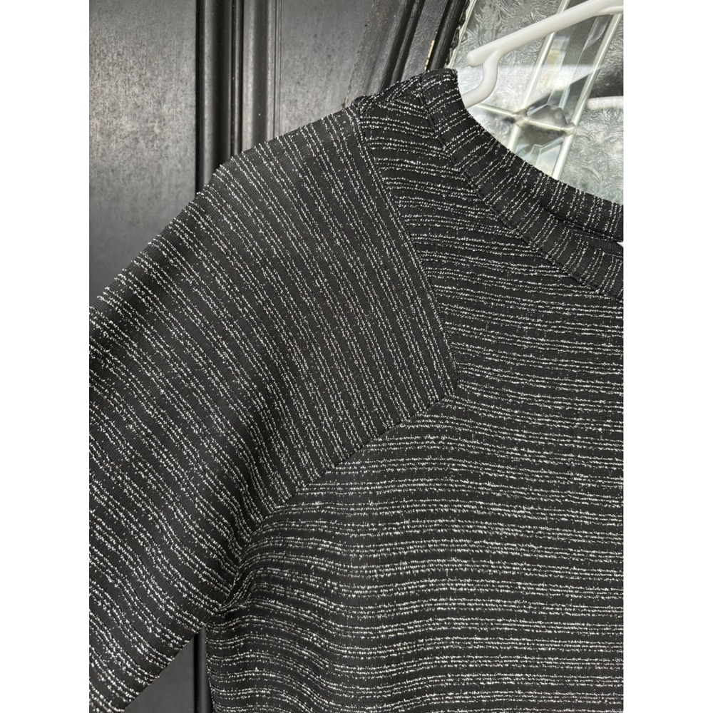 BB Dakota Women's XS‎ Black Silver Metallic Striped Raglan Long Sleeve Top - Picture 5 of 11